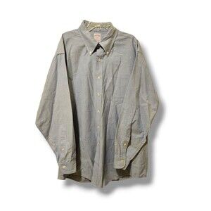 Brooks Brothers 346 Men's Long Sleeve Original Dress Solid Blue Sz 17.5 - 4/5